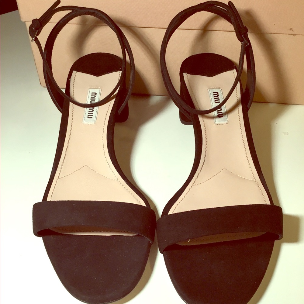 Brand New Miu Miu Black suede sandals 9.5
